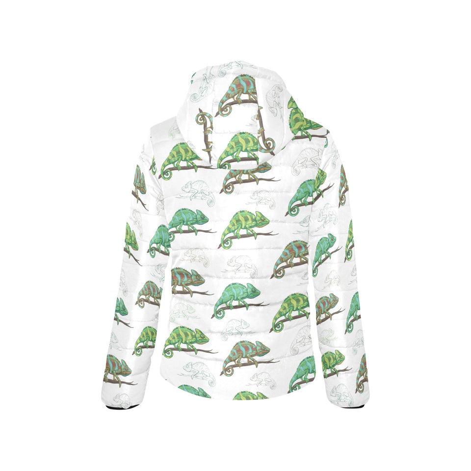 Chameleon lizard pattern Women's Padded Hooded Jacket