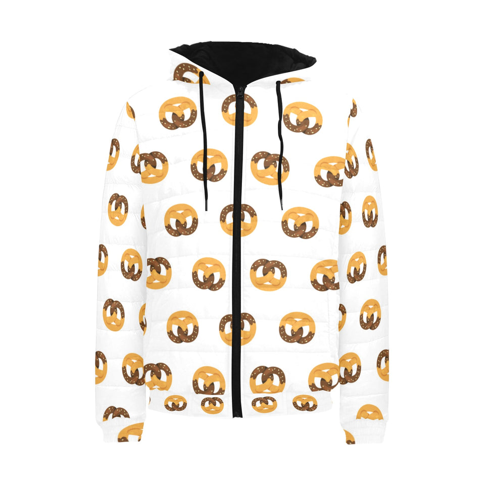 Pretzels Pattern Print Design 02 Men's Padded Hooded Jacket