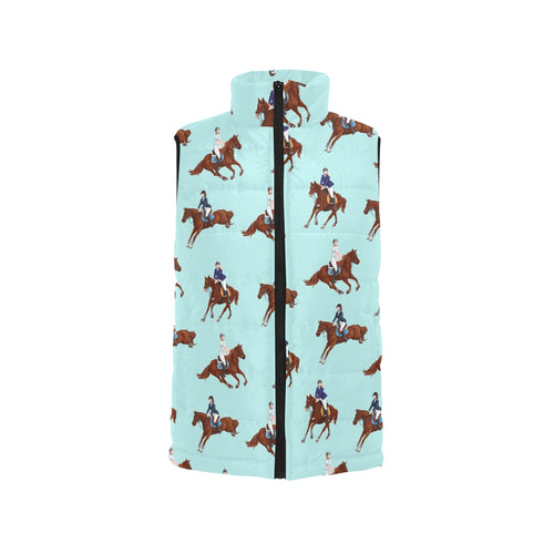 Horses running horses rider pattern Men's Padded Vest