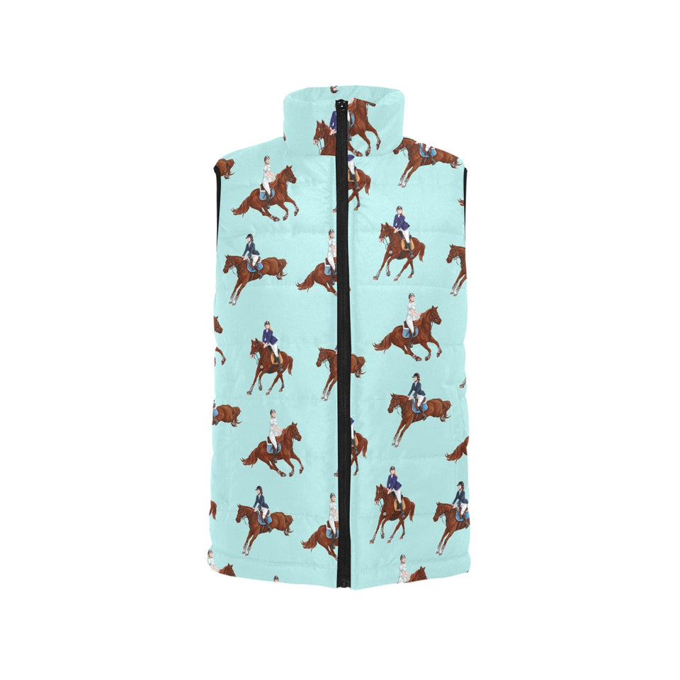 Horses running horses rider pattern Men's Padded Vest
