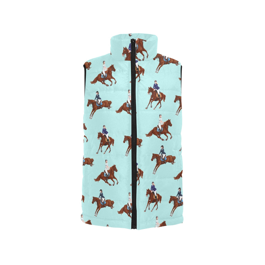 Horses running horses rider pattern Men's Padded Vest