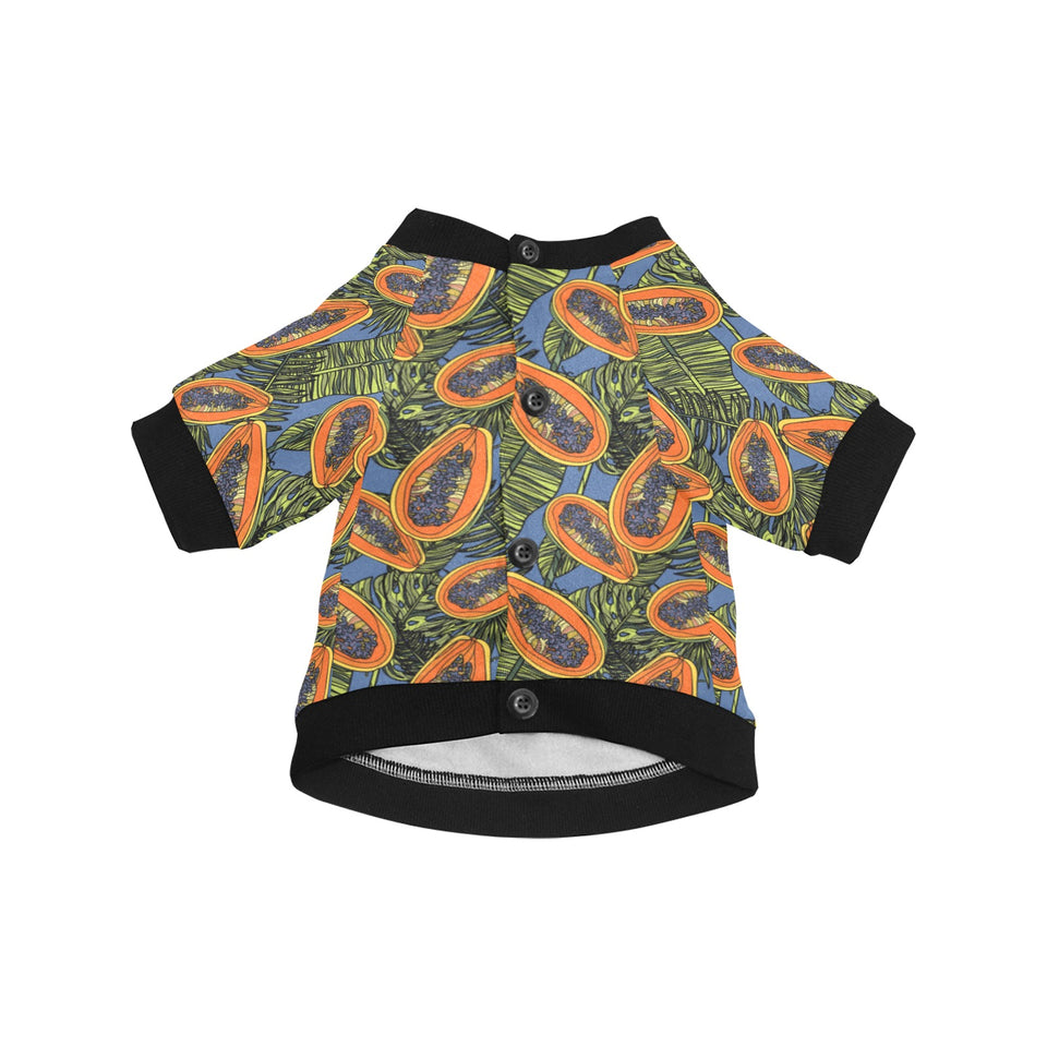 Colorful papaya tropical leaves All Over Print Pet Dog Round Neck Fuzzy Shirt