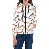 Boomerang Australian aboriginal ornament pattern Women's Padded Hooded Jacket