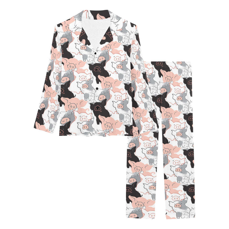 Pig Pattern Print Design 05 Women's Long Pajama Set