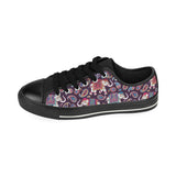 Elephant indian style ornament pattern Men's Low Top Canvas Shoes Black