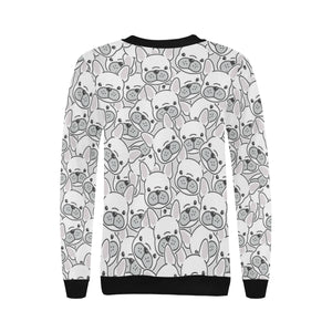 Cute french bulldog head pattern Women's Crew Neck Sweatshirt