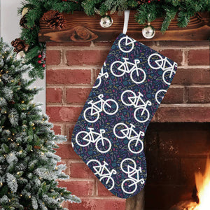 Bicycle Pattern Print Design 03 Christmas Stocking