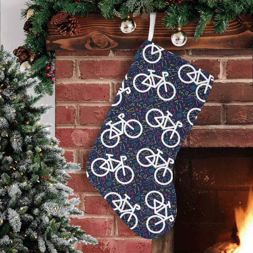 Bicycle Pattern Print Design 03 Christmas Stocking