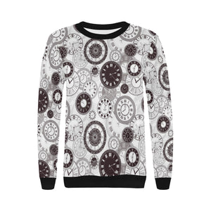 Classic vintage clock pattern Women's Crew Neck Sweatshirt