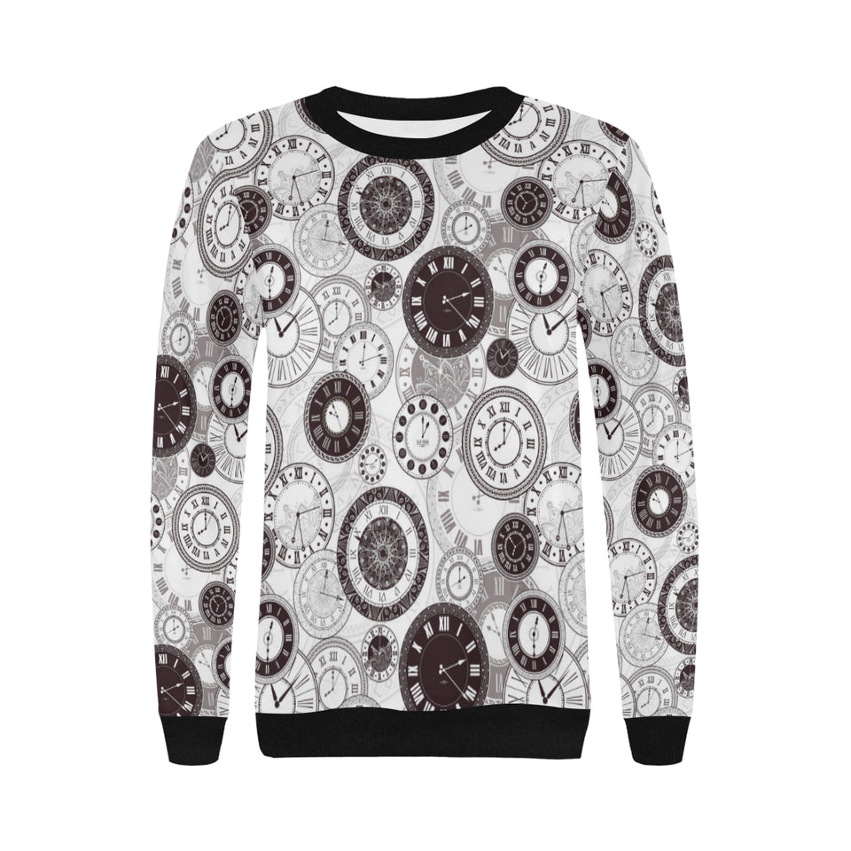 Classic vintage clock pattern Women's Crew Neck Sweatshirt