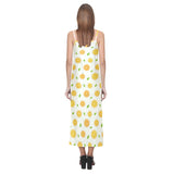 oranges leaves pattern V-Neck Open Fork Long Dress