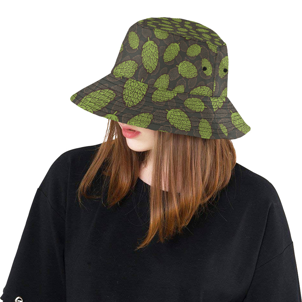 Hop pattern black background Unisex Bucket Hat