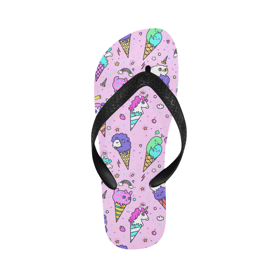 Cute ice cream cone animal pattern Unisex Flip Flops