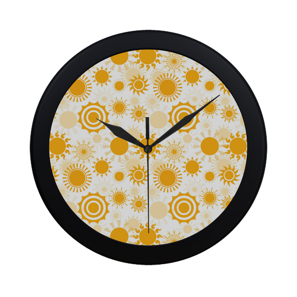 Sun design pattern Elegant Black Wall Clock