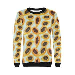 Watercolor papaya pattern Women's Crew Neck Sweatshirt