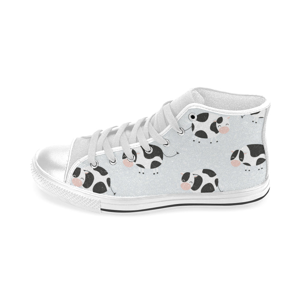Cute cows pattern Men's High Top Canvas Shoes White