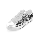 Black white camouflage pattern Men's Low Top Shoes White