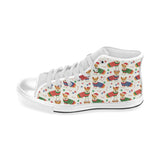 Corgi Christmas Pattern Men's High Top Canvas Shoes White