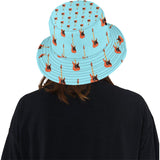 electric guitar pattern light blue background Unisex Bucket Hat
