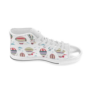 Hot air balloon pattern Women's High Top Canvas Shoes White
