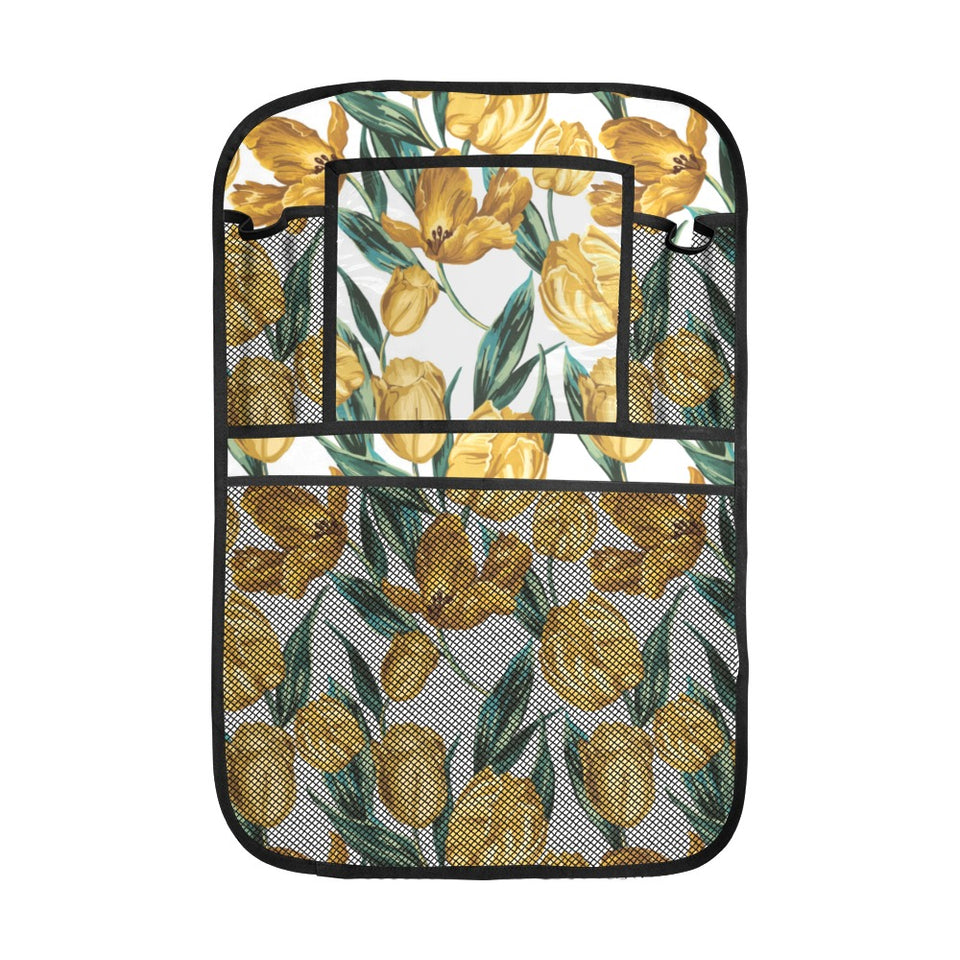 yellow tulips pattern Car Seat Back Organizer