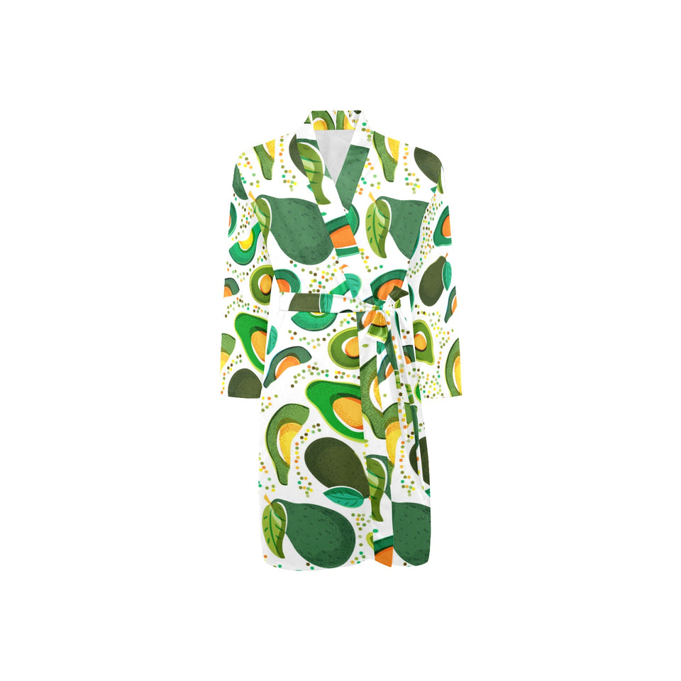 Avocado design pattern Men's Long Sleeve Belted Night Robe