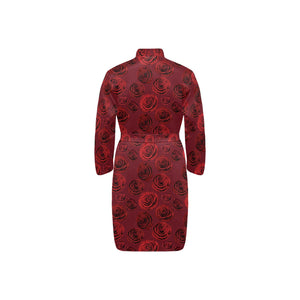 Rose Pattern Print Design 03 Men's Long Sleeve Belted Night Robe