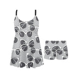 Sun Glasses Pattern Print Design 04 Chest Sexy Pleated Two Piece Swim Dress