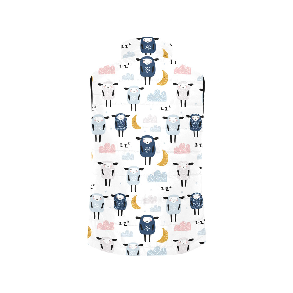 Cute sleeping sheep moon cloud pattern Women's Padded Vest