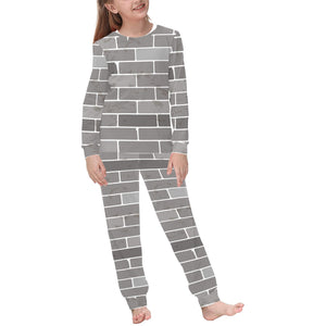 Brick Printed Pattern Print Design 05 Kids' Boys' Girls' All Over Print Pajama Set