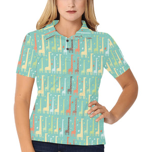 Giraffe Pattern Print Design 01 Women's All Over Print Polo Shirt