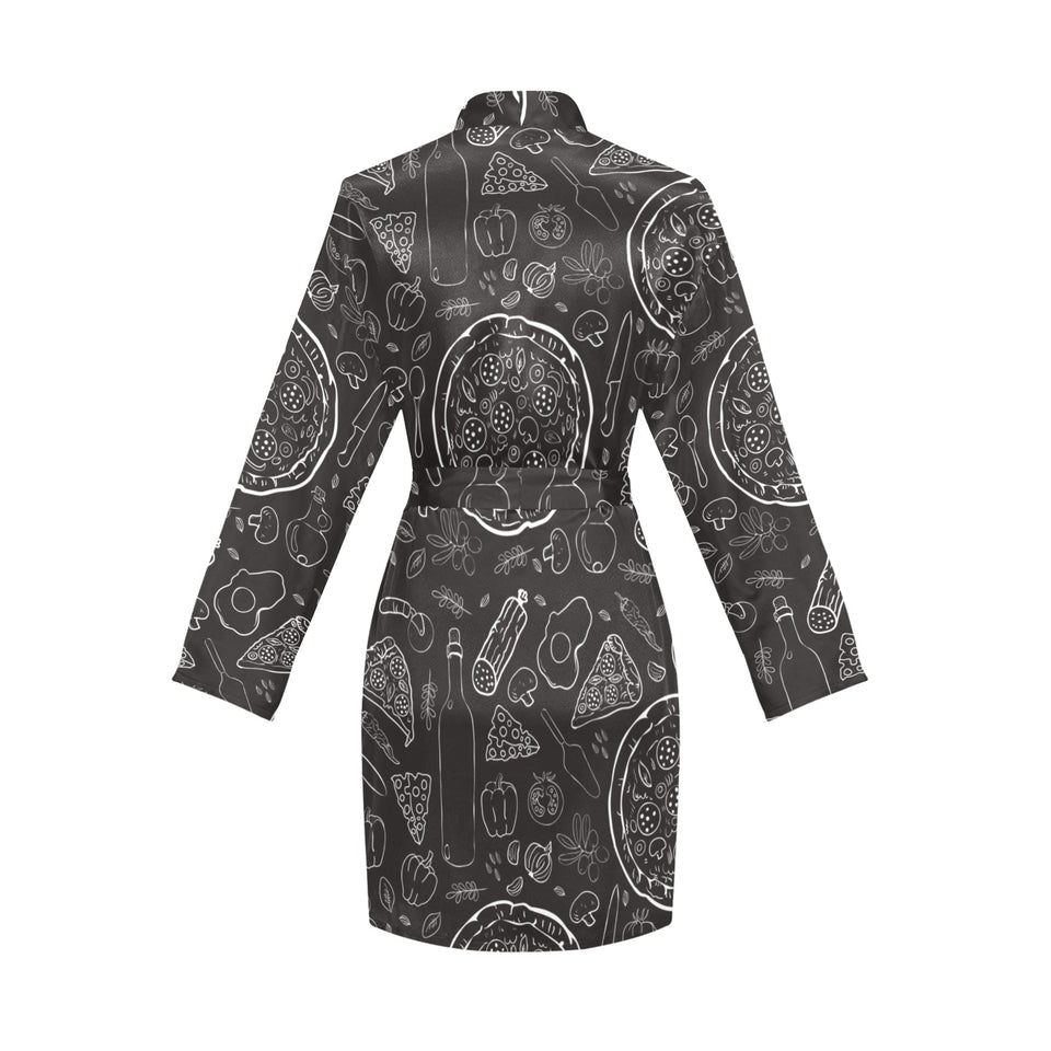 Pizza pattern Women's Long Sleeve Belted Night Robe