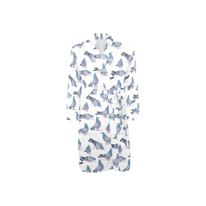 Pigeon Pattern Print Design 03 Men's Long Sleeve Belted Night Robe
