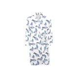 Pigeon Pattern Print Design 03 Men's Long Sleeve Belted Night Robe