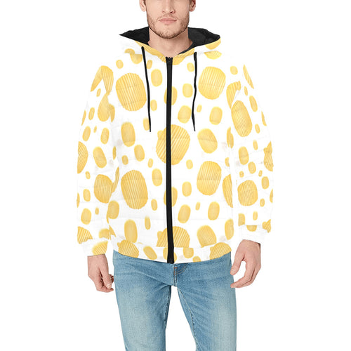 Potato Chips Pattern Print Design 03 Men's Padded Hooded Jacket