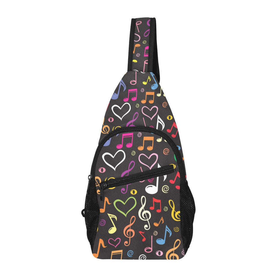 Music Notes Pattern Print Design 02 All Over Print Chest Bag