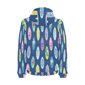 Surfboard Pattern Print Design 03 Men's Padded Hooded Jacket