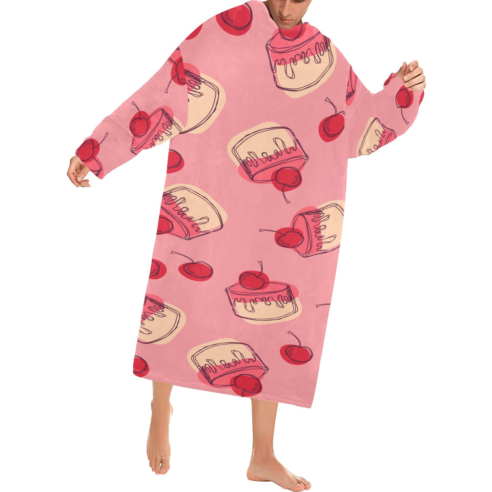 Cake cherry pattern Blanket Robe with Sleeves