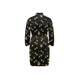 Dog Paws Pattern Print Design 05 Men's Long Sleeve Belted Night Robe