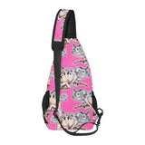 Chameleon lizard pattern pink background All Over Print Chest Bag