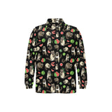 Raccoon watermelon pattern Men's Long Sleeve Polo Shirt