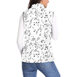 Music Notes Pattern Print Design 04 Women's Padded Vest