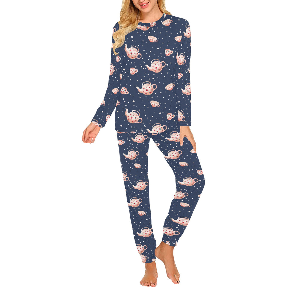 Tea pots Pattern Print Design 04 Women's All Over Print Pajama Set
