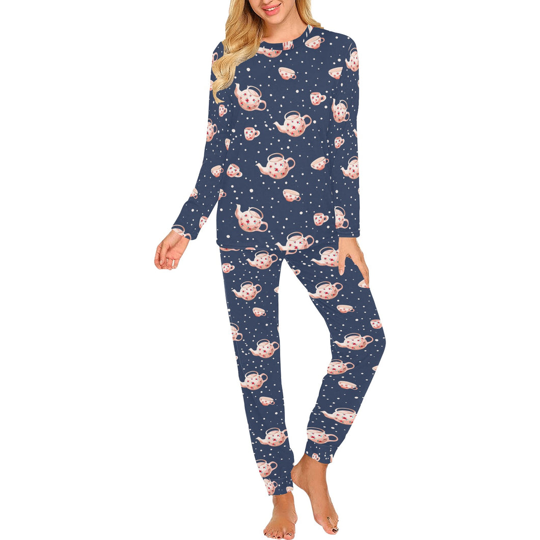 Tea pots Pattern Print Design 04 Women's All Over Print Pajama Set