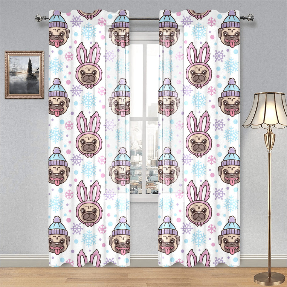 Cute pug hat rabbit costume pattern Gauze Curtain