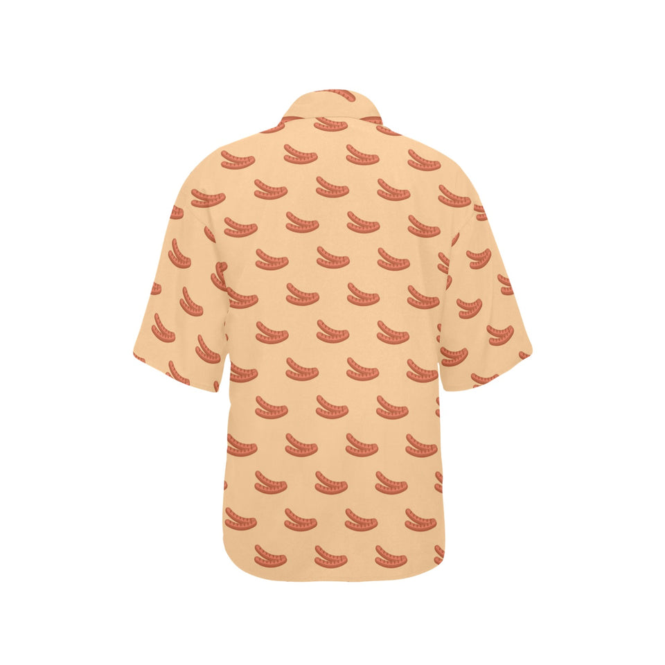 Sausage Pattern Print Design 03 Women's All Over Print Hawaiian Shirt