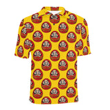 Daruma japanese wooden doll yellow background Men's All Over Print Polo Shirt