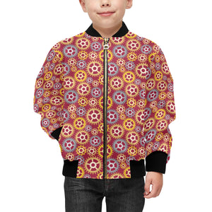 Gear Pattern Print Design 04 Kids' Boys' Girls' Bomber Jacket