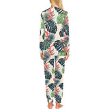 heliconia flowers, palm and monstera leaves Women's All Over Print Pajama Set