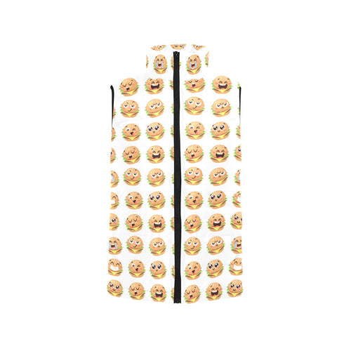 Hamburger Pattern Print Design 04 Women's Padded Vest